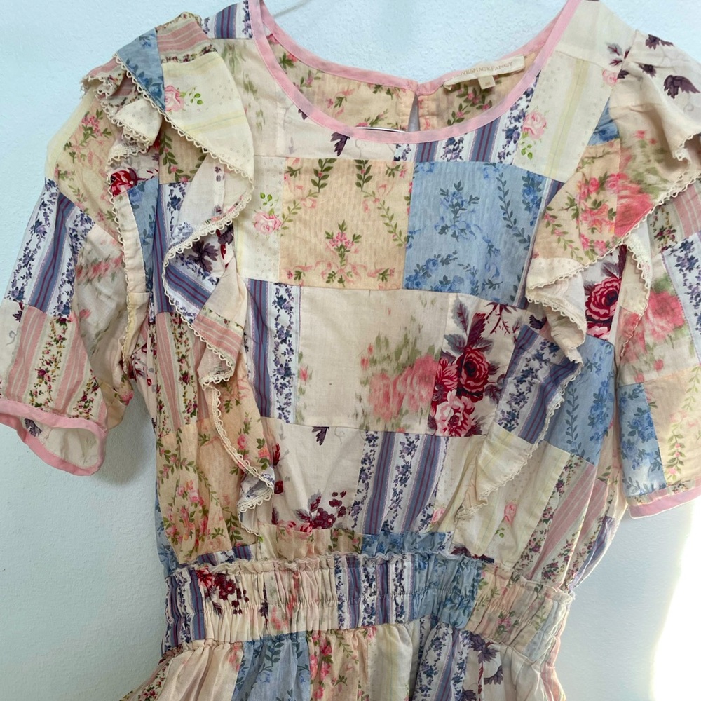 LoveShackFancy patchwork ruffles mini dress